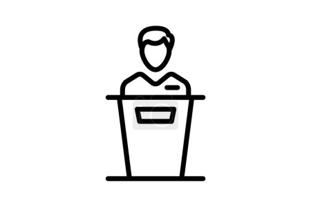 Illustration for Voting Booth, vote, democracy, election Vector Line Icon - Royalty Free Image