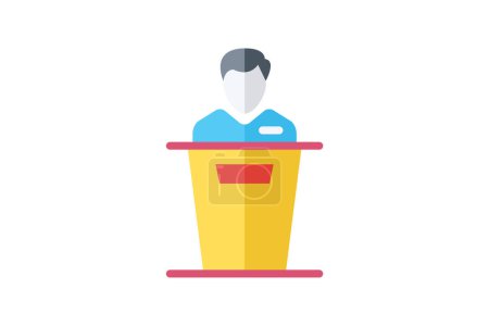 Illustration for Voting Booth, vote, democracy, election Vector Flat Icon - Royalty Free Image