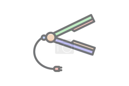 Illustration for Hair Straightner, Electric Hair Straightener Vector Awesome Icon - Royalty Free Image