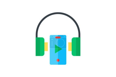 Illustration for Ipod, Music, Media Player, Portable Vector Flat Icon - Royalty Free Image