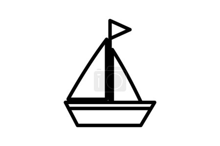 Illustration for Sail Ship, Boat, Nautical Vector Line Icon - Royalty Free Image