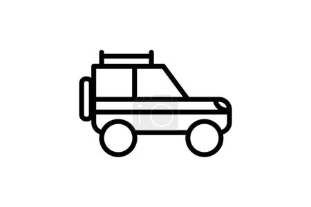 Téléchargez les illustrations : Jeep, Outdoor, Aventure Icône de ligne vectorielle - en licence libre de droit