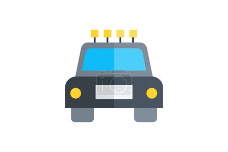 Téléchargez les illustrations : Jeep, Extérieur, Aventure Vector Flat Icon - en licence libre de droit