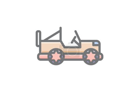 Téléchargez les illustrations : Jeep, plein air, vecteur d'aventure impressionnante icône de remplissage - en licence libre de droit
