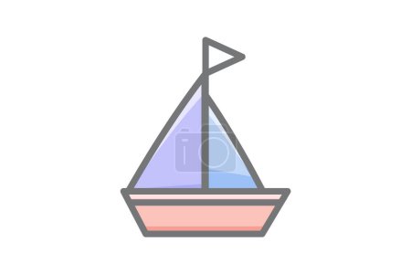 Illustration for Sail Ship, Boat, Nautical Vector Awesome Fill Icon - Royalty Free Image