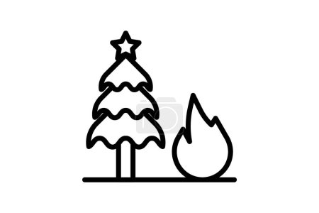 Téléchargez les illustrations : Impact du brûlage d'arbres sur l'icône du climat - en licence libre de droit