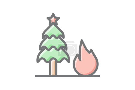 Illustration for Impact of Tree Burning on the Climate icon - Royalty Free Image