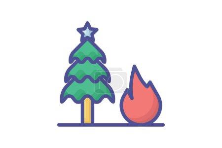 Ilustración de Impacto de la quema de árboles en el icono del clima - Imagen libre de derechos