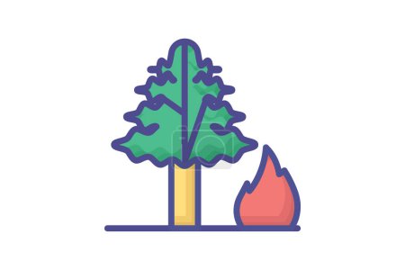 Illustration for Trees and Climate Interplay icon - Royalty Free Image