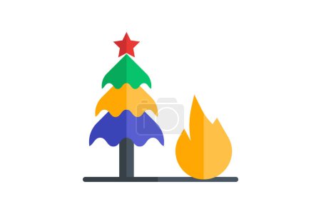 Illustration for Impact of Tree Burning on the Climate icon - Royalty Free Image