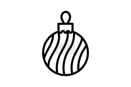 Ilustración de Iluminando la temporada con brillantes bolas de Navidad línea icono - Imagen libre de derechos