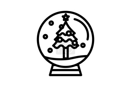 Illustration for Illuminating the Season with Shimmering Christmas Balls Line Icon - Royalty Free Image