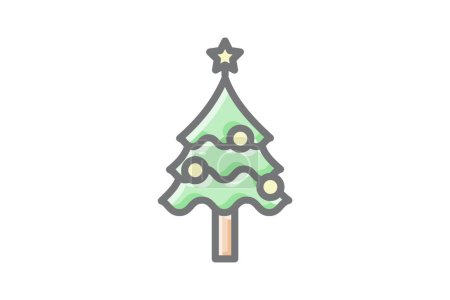 Illustration for Evoking the Spirit of Christmas with Decoration Tree Awesome Outline Icon - Royalty Free Image
