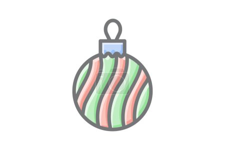 Ilustración de Iluminando la temporada con brillantes bolas de Navidad Icono contorno impresionante - Imagen libre de derechos