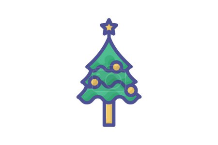 Ilustración de Evocando el Espíritu de la Navidad con Árbol Decoración Icono Esquema Lleno - Imagen libre de derechos