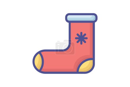 Illustration for Festive Stocking Enchantment Filled outline Icon - Royalty Free Image