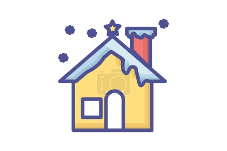 Illustration for Glowing Winter Sanctuaries Filled outline Icon - Royalty Free Image