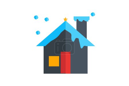 Illustration for Glowing Winter Sanctuaries Flat Icon - Royalty Free Image