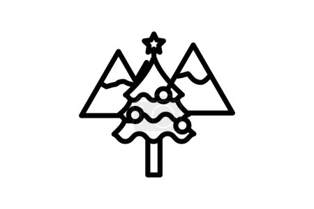 Illustration for Merry Evergreen Line Icon - Royalty Free Image