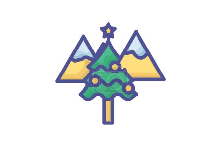 Illustration for Merry Evergreen Outline Filled Icon - Royalty Free Image
