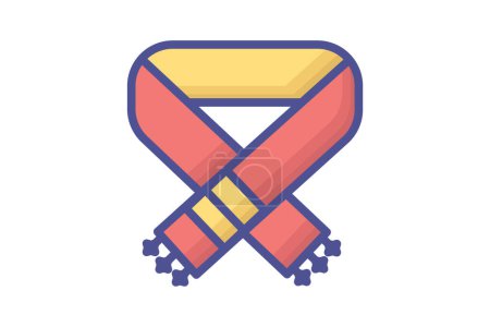 Illustration for Festive Winter Wraps Outline Filled Icon - Royalty Free Image