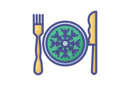 Illustration for Enchanted Holiday Dining Outline Filled Icon - Royalty Free Image