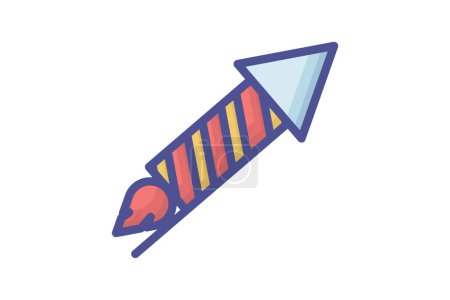 Illustration for Enchanted Holiday Rockets Outline Filled Icon - Royalty Free Image