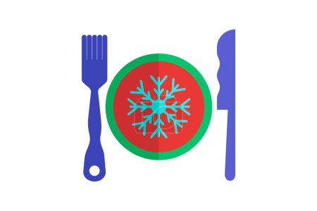 Illustration for Enchanted Holiday Dining Flat Icon - Royalty Free Image