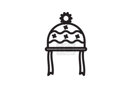 Illustration for Festive Crowning Glory Line Icon - Royalty Free Image