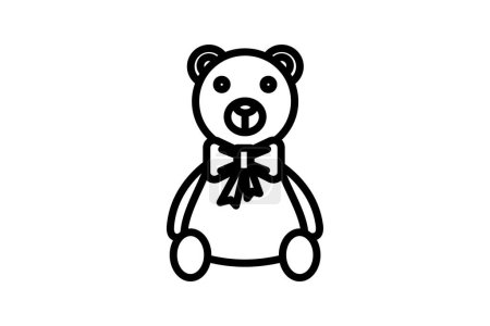 Téléchargez les illustrations : Adorable icône de ligne d'ours en peluche de Noël - en licence libre de droit