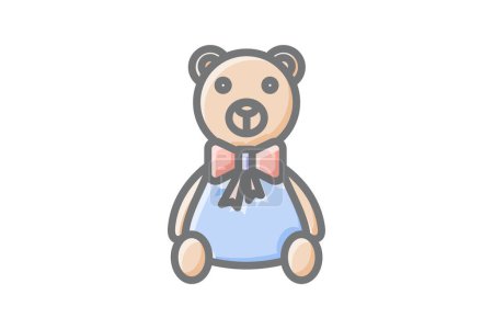 Téléchargez les illustrations : Adorable Noël ours en peluche impressionnant Icône linéaire - en licence libre de droit