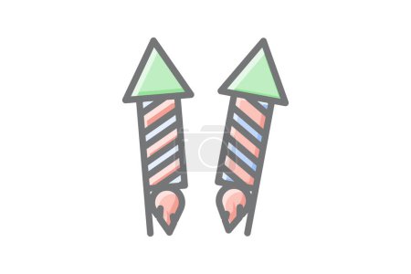 Illustration for A Symphony of Christmas Rockets Awesome Lineal Icon - Royalty Free Image