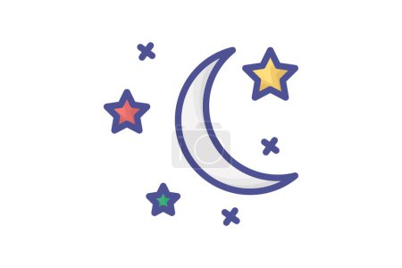 Ilustración de EmbRacing la luna de Navidad y las estrellas llenaron el icono del contorno - Imagen libre de derechos