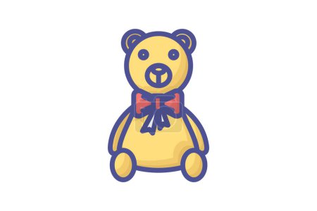 Téléchargez les illustrations : Adorable Noël ours en peluche rempli contour icône - en licence libre de droit