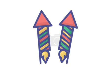Illustration for A Symphony of Christmas Rockets Filled Outline Icon - Royalty Free Image
