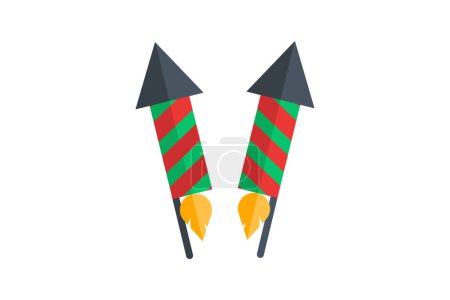Illustration for A Symphony of Christmas Rockets Flat Icon - Royalty Free Image