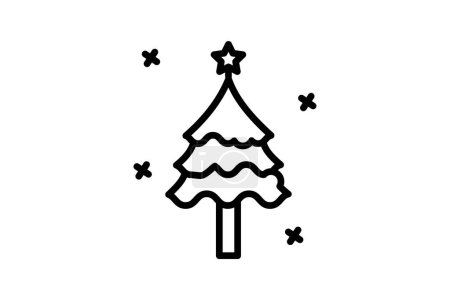 Téléchargez les illustrations : Icône de ligne d'arbres de Noël envoûtante - en licence libre de droit