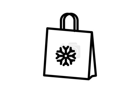 Illustration for Glamorous Christmas Shopping Bags Line Icon - Royalty Free Image