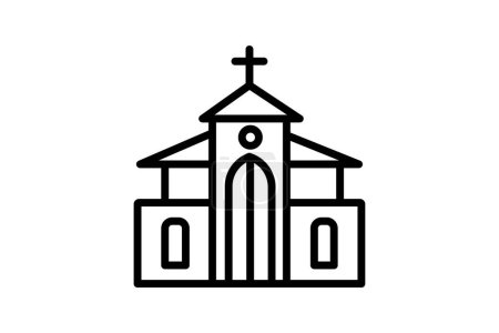 Ilustración de Encantador icono de la línea de imágenes de la iglesia de Navidad - Imagen libre de derechos