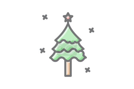 Illustration for Mesmerizing Christmas Trees Awesome Lineal Icon - Royalty Free Image