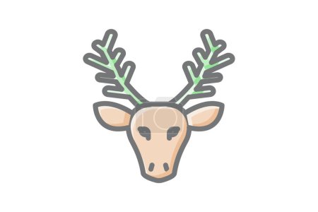 Ilustración de Encantador ciervo de Navidad impresionante ícono Lineal - Imagen libre de derechos