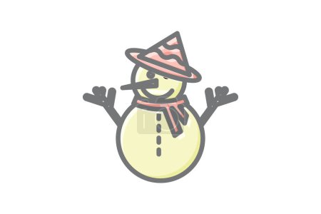 Ilustración de Encantador muñeco de nieve de Navidad Impresionante icono Lineal - Imagen libre de derechos