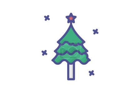 Téléchargez les illustrations : Icône de contour remplie d'arbres de Noël envoûtants - en licence libre de droit