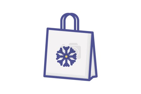 Illustration for Glamorous Christmas Shopping Bags Filled Outline Icon - Royalty Free Image