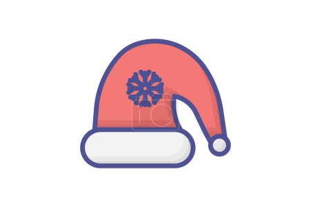 Illustration for Captivating Christmas Cap Filled Outline Icon - Royalty Free Image