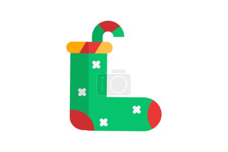 Illustration for Whimsical Christmas Socks Flat Icon - Royalty Free Image