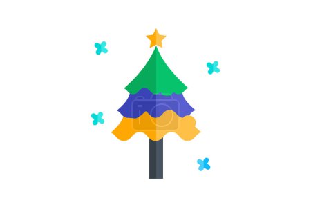 Téléchargez les illustrations : Icône plate envoûtante d'arbres de Noël - en licence libre de droit