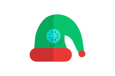 Illustration for Captivating Christmas Cap Flat Icon - Royalty Free Image