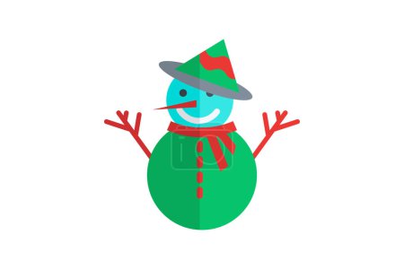 Illustration for Enchanting Christmas Snowman Flat Icon - Royalty Free Image