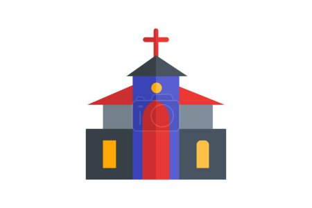 Ilustración de Encantadora iglesia de Navidad Imagery Flat Icon - Imagen libre de derechos